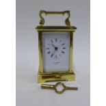 Fattorini brass carriage clock, 16cm including handle