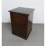 Vintage stained pine two drawer filing cabinet, 55 x 65 x 51cm.