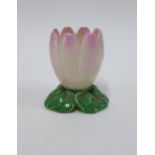 Royal Worcester miniature flower vase, on a green leaf base, shape 3203, 6cm