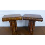 Two wall shelves / brackets in the form of tooled leather books, 31 x 32 x 21cm (2)