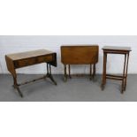 Collection of early 20th century and later mahogany tables to include a small sofa table, Sutherland