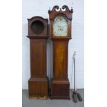 19th century longcase clock with painted dial together with a empty clock case (a/f) (a lot)