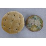 Two upholstered footstools, (2)