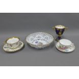 Mixed lot of porcelain to include Edward VII Coronation goblet, Copenhagen cup and saucer, Dresden