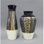 Two art pottery vases, indistinctly signed to the base, tallest 22cm (2)