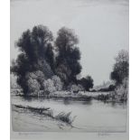 John Fullwood, two drypoint etching s to include Halliford on Thames and Harvest Time Birchington,