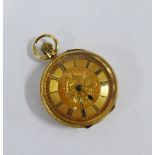 Victorian 18ct gold fob watch, Chester 1897