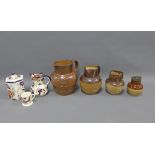 Collection of Doutlon stoneware jugs, Masons pottery and a Gaudy Welsh mug, etc tallest 20cm (7)