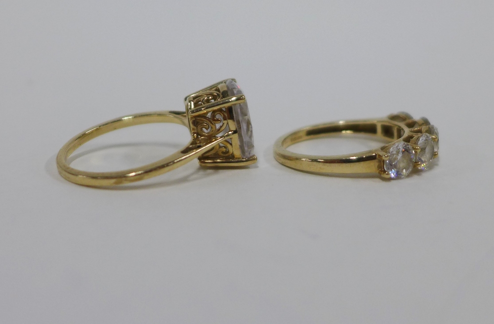 Two 9ct gold Swarovski crystal dress rings (2) - Image 2 of 3