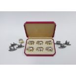 Set of six Elephant menu card holders and a set of six Hunting theme menu card holders (a lot)