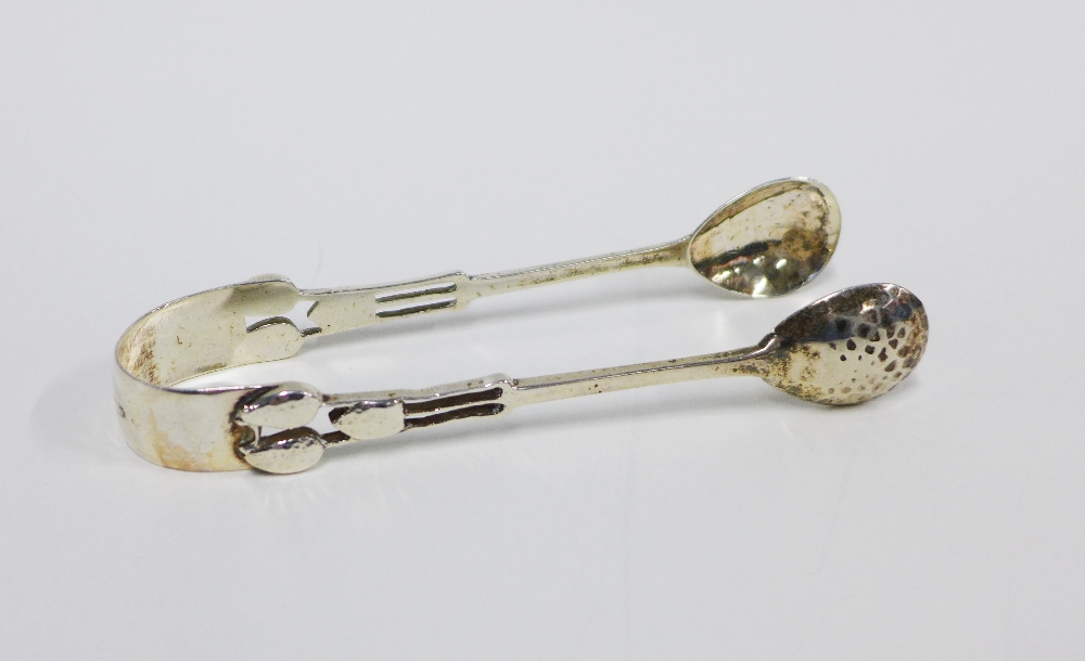 Pair of Arts & Crafts silver sugar tongs, A.E Jones, Birmingham 1909