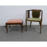 Edwardian mahogany armchair with a tapestry upholstered back and seat, on square tapering legs