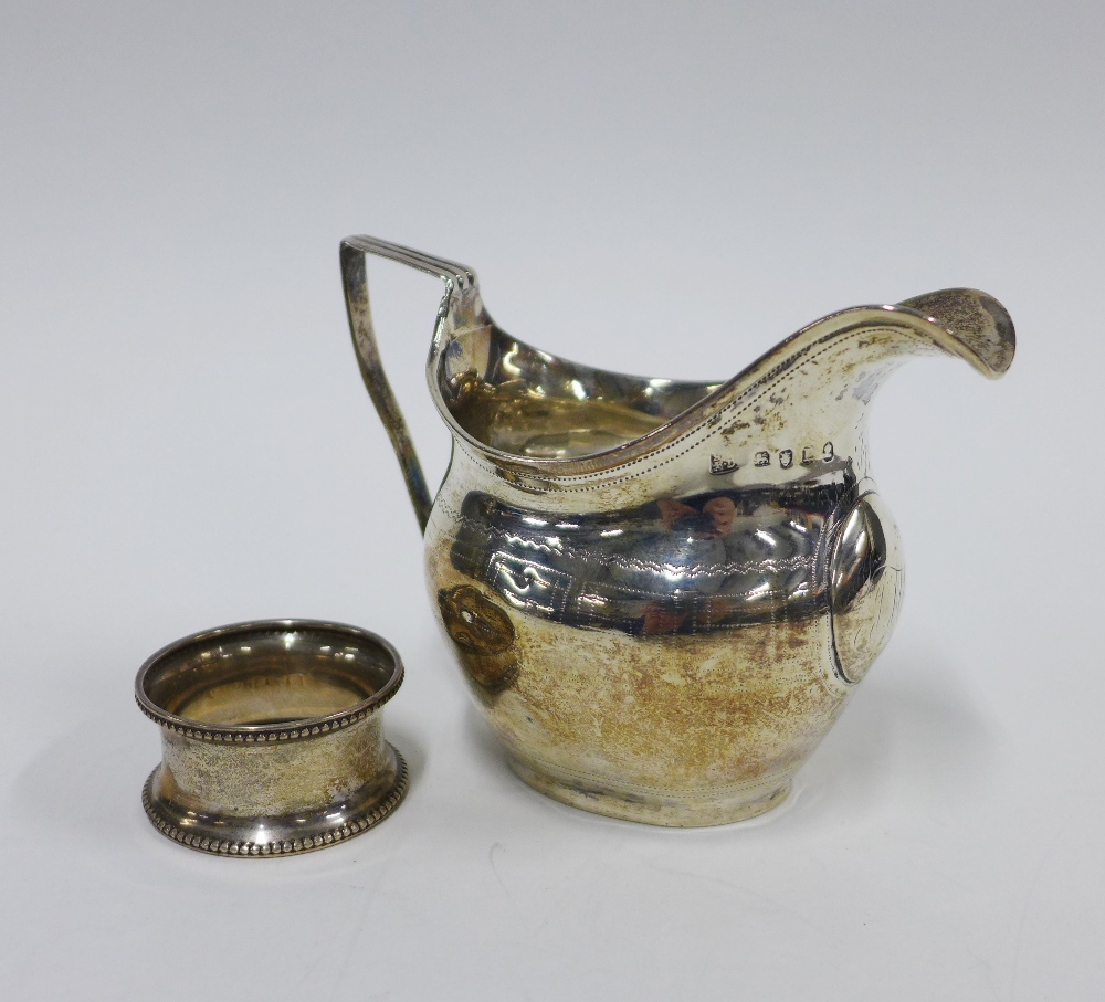 Georgian silver cream jug, London circa 1806, hallmarks partially rubbed, 9cm, and a Birmingham - Image 2 of 4