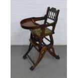 Early 20th century child's high chair, 35 x 90 x 58cm
