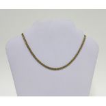 9ct gold necklace with flat textured links, approx 10g