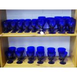 Suite of Bristol blue coloured drinking glasses, tallest 14cm (3)