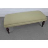 Upholstered stool on turned legs, 107 x 37 x 42cm