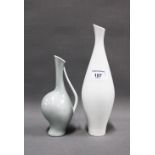 Rosenthal mid century porcelain jug and a German white glazed vase, tallest 25cm (2)