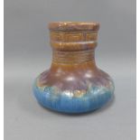 Danesby Ware Bourne art pottery vase, incised greek key style pattern, printed factory marks, 15cm
