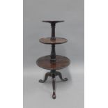 Miniature mahogany three tier dumb waiter, (a/f) 32cm