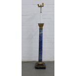 Painted Corinthian column standard lamp with two light fittings, on a square pedestal base, 125cm