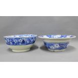 19th century Staffordshire blue and white transfer printed basins to include British Scenery and