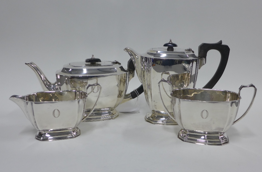 Elkington & Co silver four piece tea and coffee set, Birmingham 1940, (4)