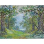 C.N. Woolnorth, RSW, watercolour of a woodland scene with figures, signed and framed under glass, 33
