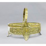 Brass WMF style basket with an oval glass liner, 27cm long
