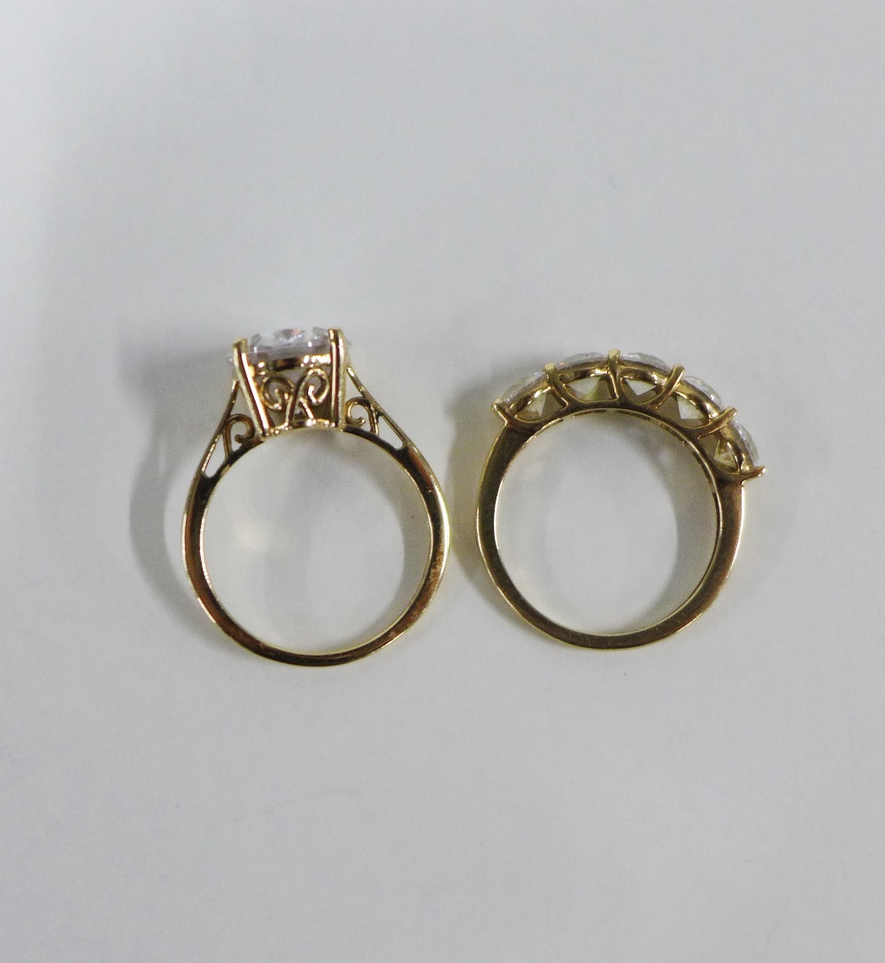 Two 9ct gold Swarovski crystal dress rings (2) - Image 3 of 3