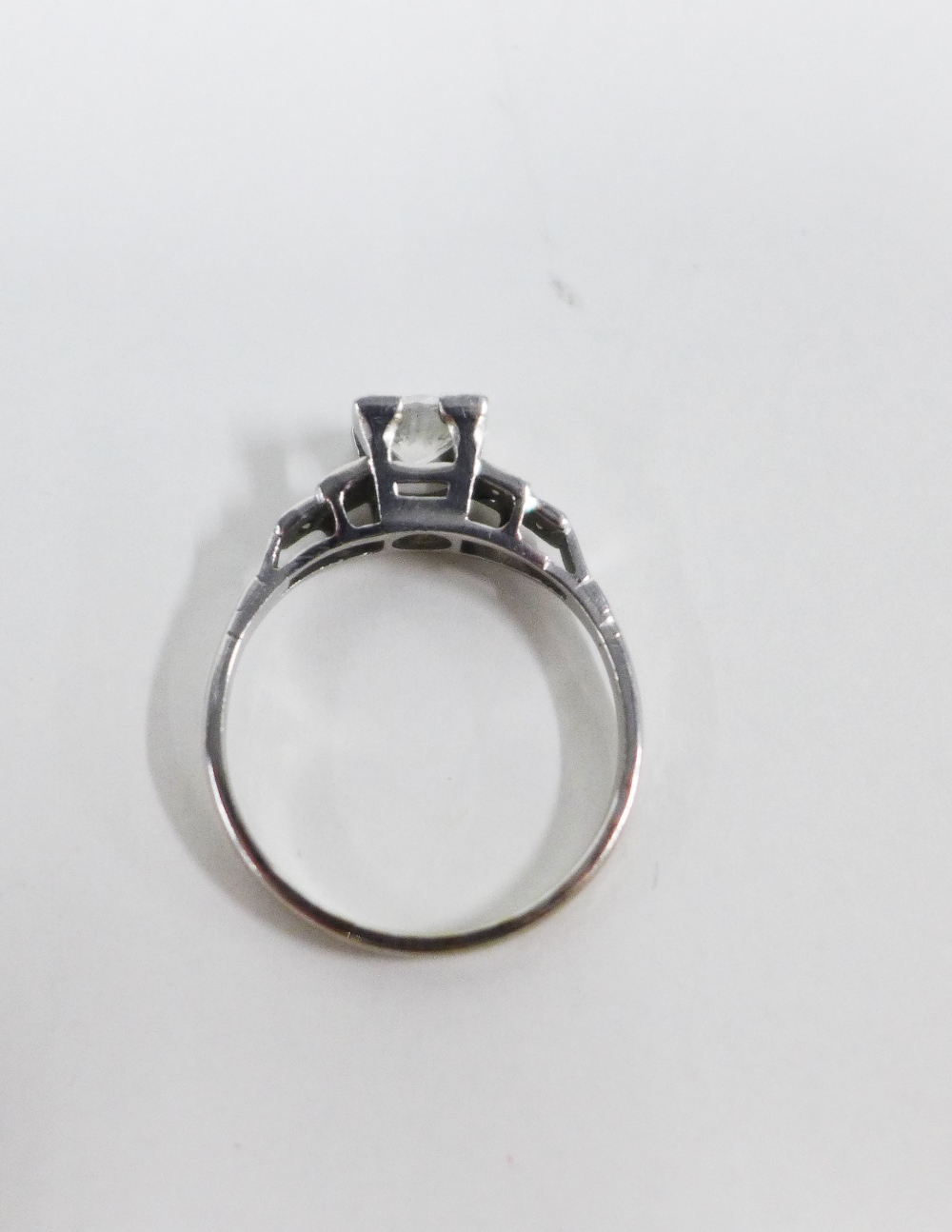 Diamond ring, with a claw set bright cut diamond with three further diamonds to the stepped - Image 3 of 3