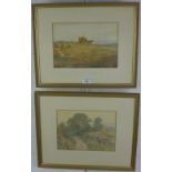 Frank P. Martin, a companion pair of landscape watercolours, signed and framed under glass, 26 x