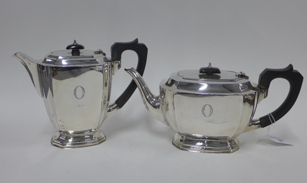 Elkington & Co silver four piece tea and coffee set, Birmingham 1940, (4) - Image 2 of 4