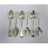Victorian set of six fiddle pattern silver table spoons, London 1848, 23cm (6)