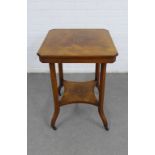 Rosewood and inlaid occasional table, the rectangular top with canted edge, with conforming