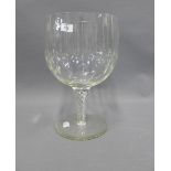 Large glass goblet style vase, chip to the top rim, 28cm high