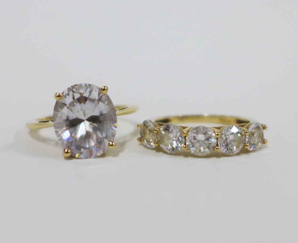 Two 9ct gold Swarovski crystal dress rings (2)