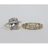 Two 9ct gold Swarovski crystal dress rings (2)