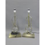 Pair of modern faux brass table lamps (2)