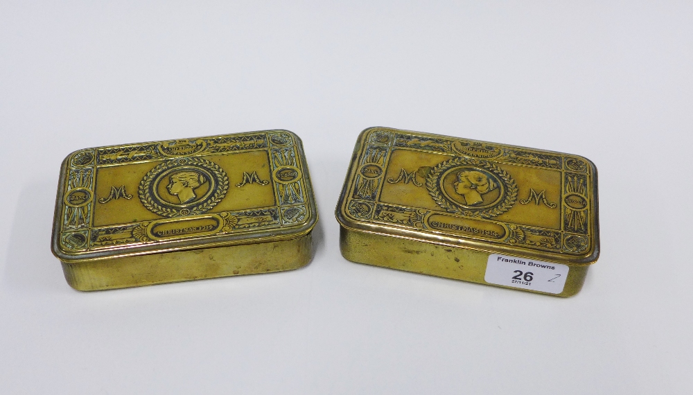 Two WWI brass Christmas tins (2)