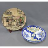 Royal Doulton Dr Jonnson at The Cheshire Cheese charger, printed factory marks, 24cm, and a modern