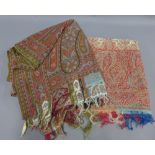 Three paisley shawls, one with multiple moth holes, (3)