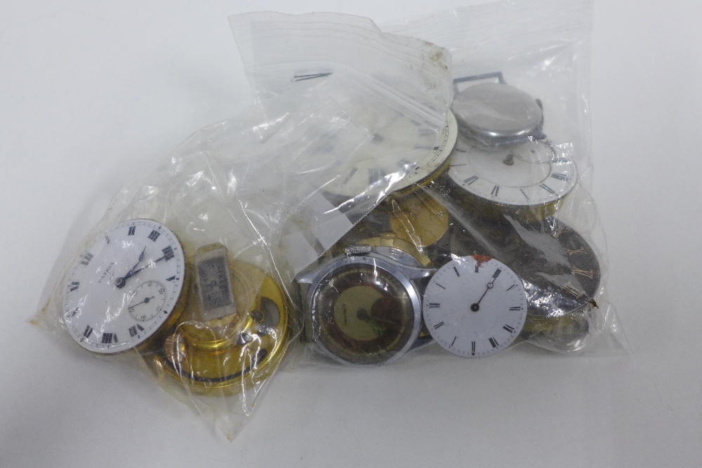 Various pocket watch parts, tiepin and two gold plated chains, etc (a lot) - Image 3 of 3