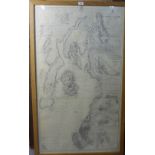 Firth of Clyde and Loch Fyne a large framed map, 76 x 130cm