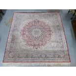 Heraki carpet / rug, ivory and red field with allover foliate design, 250 x 248cm