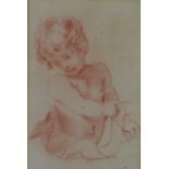 Red chalk on paper after Guercino, framed under glass, 9 x 14cm