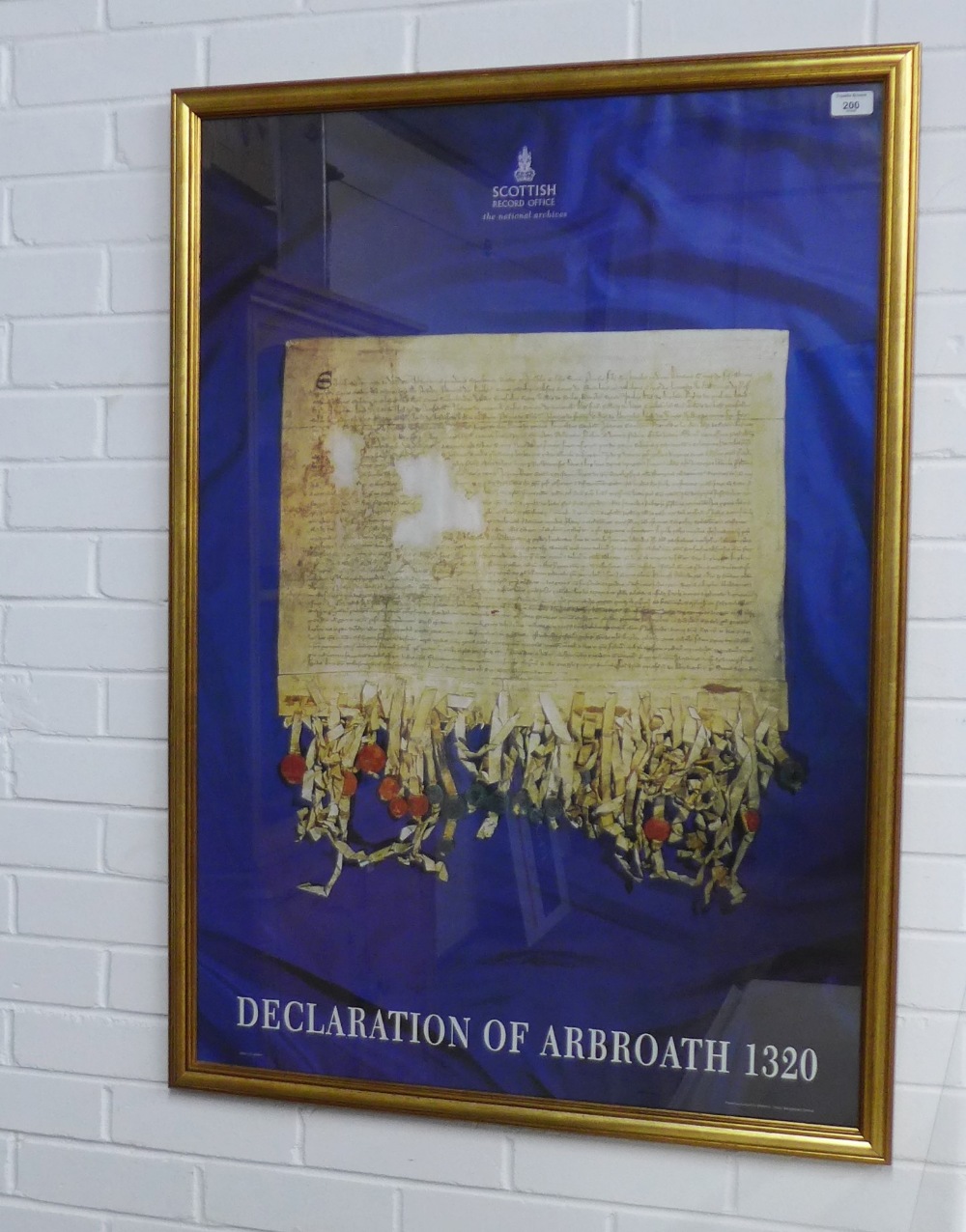 Declaration of Arbroath, 1320, a coloured poster in a large glazed frame, size overall 76 x 106cm