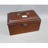 19th century mahogany caddy, hinged lid with three division to the interior, 28 x 17cm