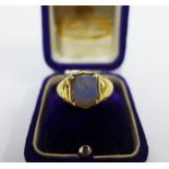 An early Victorian unmarked gold and agate intaglio signet ring, tests as 18ct, UK ring size J