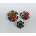 Three Scottish agate and hardstone silver brooches (3)